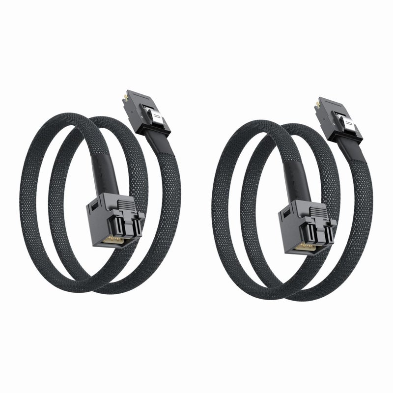 ipolex SFF-8643 to SFF-8087 Mini SAS HD Cable with Sideband, Compatible with 12Gbps SAS Drives and 6Gbps SAS/SATA Drives, 0.8-m(2.62ft), 2 Pack - Image 1